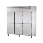 True STG3R-6HS-HC - Refrigerator, three-section, (6) solid half doors, stainless steel front
